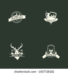 Vintage deer logo template vector. Outdoor deer logo concept