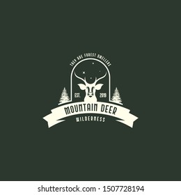 Vintage deer logo template vector. Outdoor deer logo concept