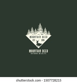 Vintage deer logo template vector. Outdoor deer logo concept