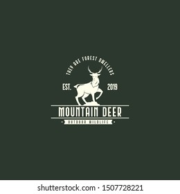 Vintage deer logo template vector. Outdoor deer logo concept
