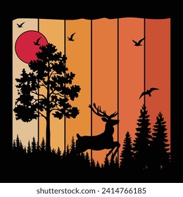 Vintage deer retro. design, Streetwear T-shirt Designs Artwork Set, Graffiti Vector Collection for Apparel and Clothing Print.