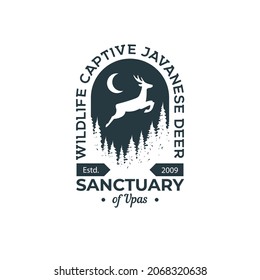 Vintage Deer Sanctuary Emblem Logo Template