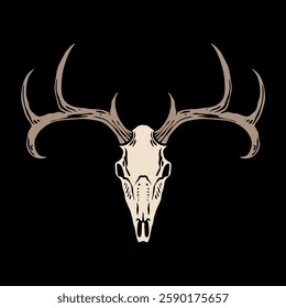 Vintage Deer skull vector art illustration