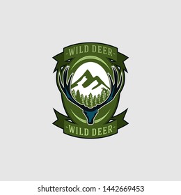 Vintage Deer Whitetail Logo Template Vector 