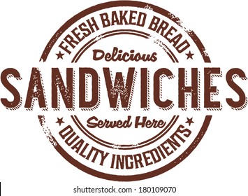 Vintage Deli Sandwiches Rubber Stamp Sign