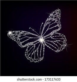 Vintage delicate butterfly dots. Vector