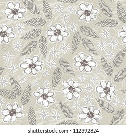 vintage delicate floral seamless pattern with leaves
