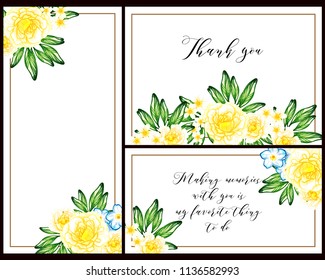 Vintage delicate greeting invitation card template design with flowers for wedding, marriage, bridal, birthday, Valentine's day. Romantic vector illustration.
