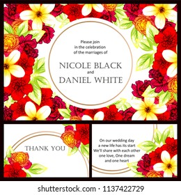Vintage delicate greeting invitation card template design with flowers for wedding, marriage, bridal, birthday, Valentine's day. Romantic vector illustration.
