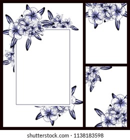 Vintage delicate greeting invitation card template design with flowers for wedding, marriage, bridal, birthday, Valentine's day. Romantic vector illustration.
