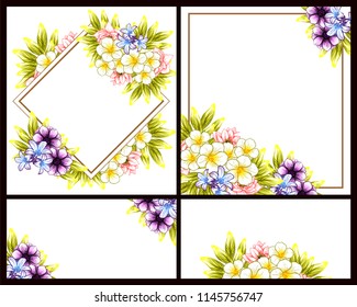 Vintage delicate greeting invitation card template design with flowers for wedding, marriage, bridal, birthday, Valentine's day. Romantic vector illustration.
