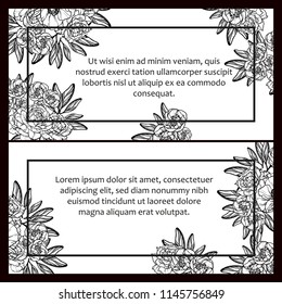 Vintage delicate greeting invitation card template design with flowers for wedding, marriage, bridal, birthday, Valentine's day. Romantic vector illustration.
