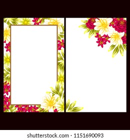 Vintage delicate greeting invitation card template design with flowers for wedding, marriage, bridal, birthday, Valentine's day. Romantic vector illustration.
