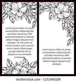Vintage delicate greeting invitation card template design with flowers for wedding, marriage, bridal, birthday, Valentine's day. Romantic vector illustration.
