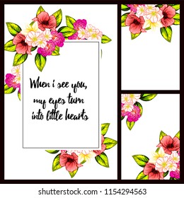 Vintage delicate greeting invitation card template design with flowers for wedding, marriage, bridal, birthday, Valentine's day. Romantic vector illustration.
