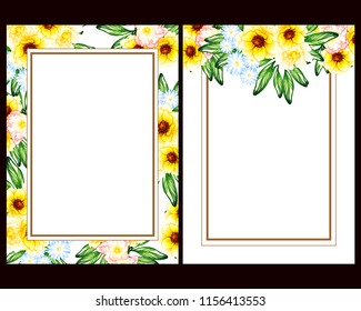Vintage delicate greeting invitation card template design with flowers for wedding, marriage, bridal, birthday, Valentine's day. Romantic vector illustration.