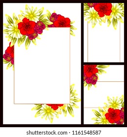 Vintage delicate greeting invitation card template design with flowers for wedding, marriage, bridal, birthday, Valentine's day. Romantic vector illustration.