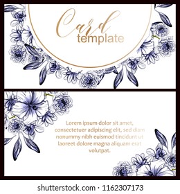 Vintage delicate greeting invitation card template design with flowers 