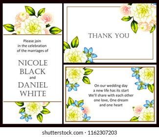 Vintage delicate greeting invitation card template design with flowers 