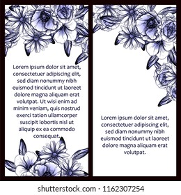 Vintage delicate greeting invitation card template design with flowers 