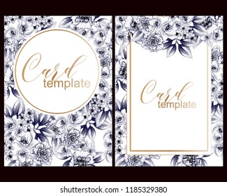 Vintage delicate greeting invitation card template design with flowers