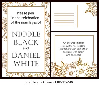 Vintage delicate greeting invitation card template design with flowers