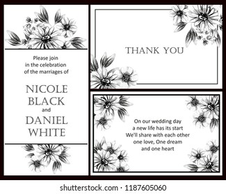 Vintage delicate greeting invitation card template design with flowers for wedding, marriage, bridal, birthday, Valentine's day. Romantic vector illustration.