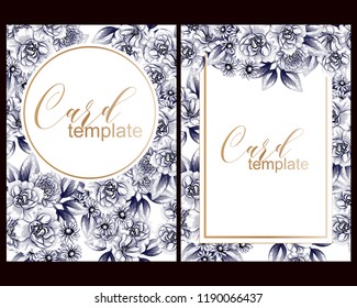 Vintage delicate greeting invitation card template design with flowers