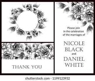 Vintage delicate greeting invitation card template design with flowers for wedding, marriage, bridal, birthday, Valentine's day. Romantic vector illustration.