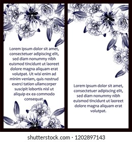 Vintage delicate greeting invitation card template design with flowers