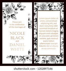Vintage delicate greeting invitation card template design with flowers