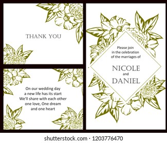 Vintage delicate greeting invitation card template design with flowers