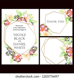 Vintage delicate greeting invitation card template design with flowers