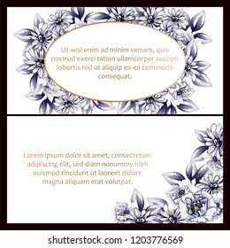 Vintage delicate greeting invitation card template design with flowers