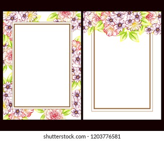 Vintage delicate greeting invitation card template design with flowers