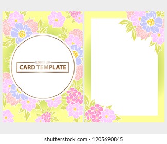 Vintage delicate greeting invitation card template design with flowers for wedding, marriage, bridal, birthday, Valentine's day. Romantic vector illustration.