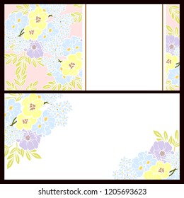Vintage delicate greeting invitation card template design with flowers for wedding, marriage, bridal, birthday, Valentine's day. Romantic vector illustration.