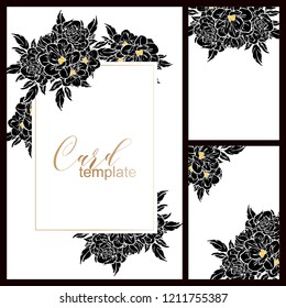 Vintage delicate greeting invitation card template design with flowers for wedding, marriage, bridal, birthday, Valentine's day. Romantic vector illustration.