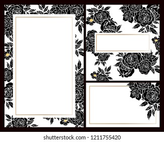 Vintage delicate greeting invitation card template design with flowers for wedding, marriage, bridal, birthday, Valentine's day. Romantic vector illustration.