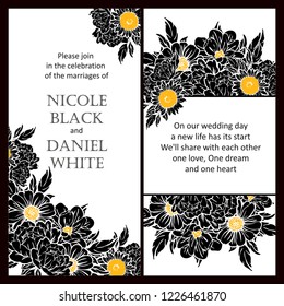Vintage delicate greeting invitation card template design with flowers