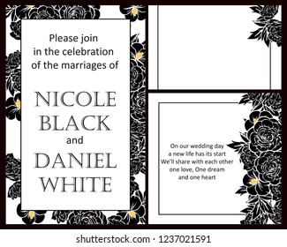 Vintage delicate greeting invitation card template design with flowers for wedding, marriage, bridal, birthday, Valentine's day. Romantic vector illustration.