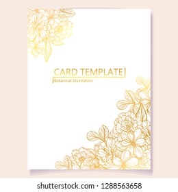 Vintage delicate greeting invitation card template design with flowers for wedding, marriage, bridal, birthday, Valentine's day. Romantic vector illustration.