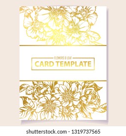 Vintage delicate greeting invitation card template design with flowers for wedding, marriage, bridal, birthday, Valentine's day. Romantic vector illustration.