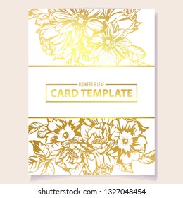 Vintage delicate greeting invitation card template design with flowers for wedding, marriage, bridal, birthday, Valentine's day. Romantic vector illustration.
