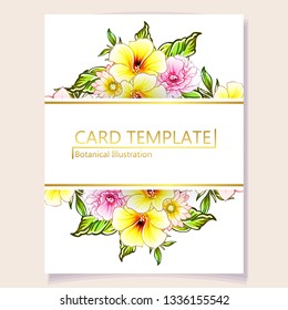 Vintage delicate greeting invitation card template design with flowers for wedding, marriage, bridal, birthday, Valentine's day. Romantic vector illustration.