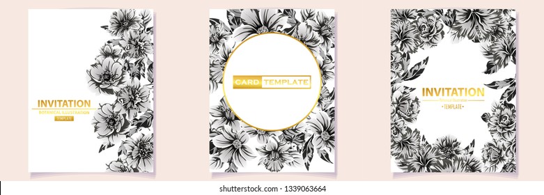 Vintage delicate greeting invitation card template design with flowers