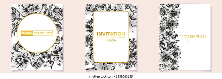 Vintage delicate greeting invitation card template design with flowers