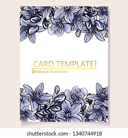 Vintage delicate greeting invitation card template design with flowers for wedding, marriage, bridal, birthday, Valentine's day. Romantic vector illustration.