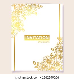 Vintage delicate greeting invitation card template design with flowers for wedding, marriage, bridal, birthday, Valentine's day. Romantic vector illustration.