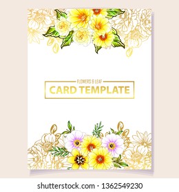 Vintage delicate greeting invitation card template design with flowers for wedding, marriage, bridal, birthday, Valentine's day. Romantic vector illustration.